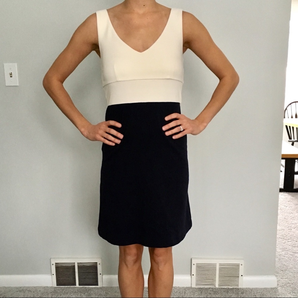 J. Crew navy & cream A line dress